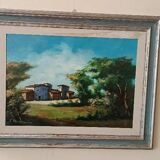 Landscape painting oil on canvas signed modanesi - canvas 70x50 cm - sabine countryside