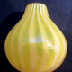 Art Deco glass vase, very small, ball shape with yellow and opalescent stripes