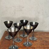 Set of six hammered metal stemmed glasses