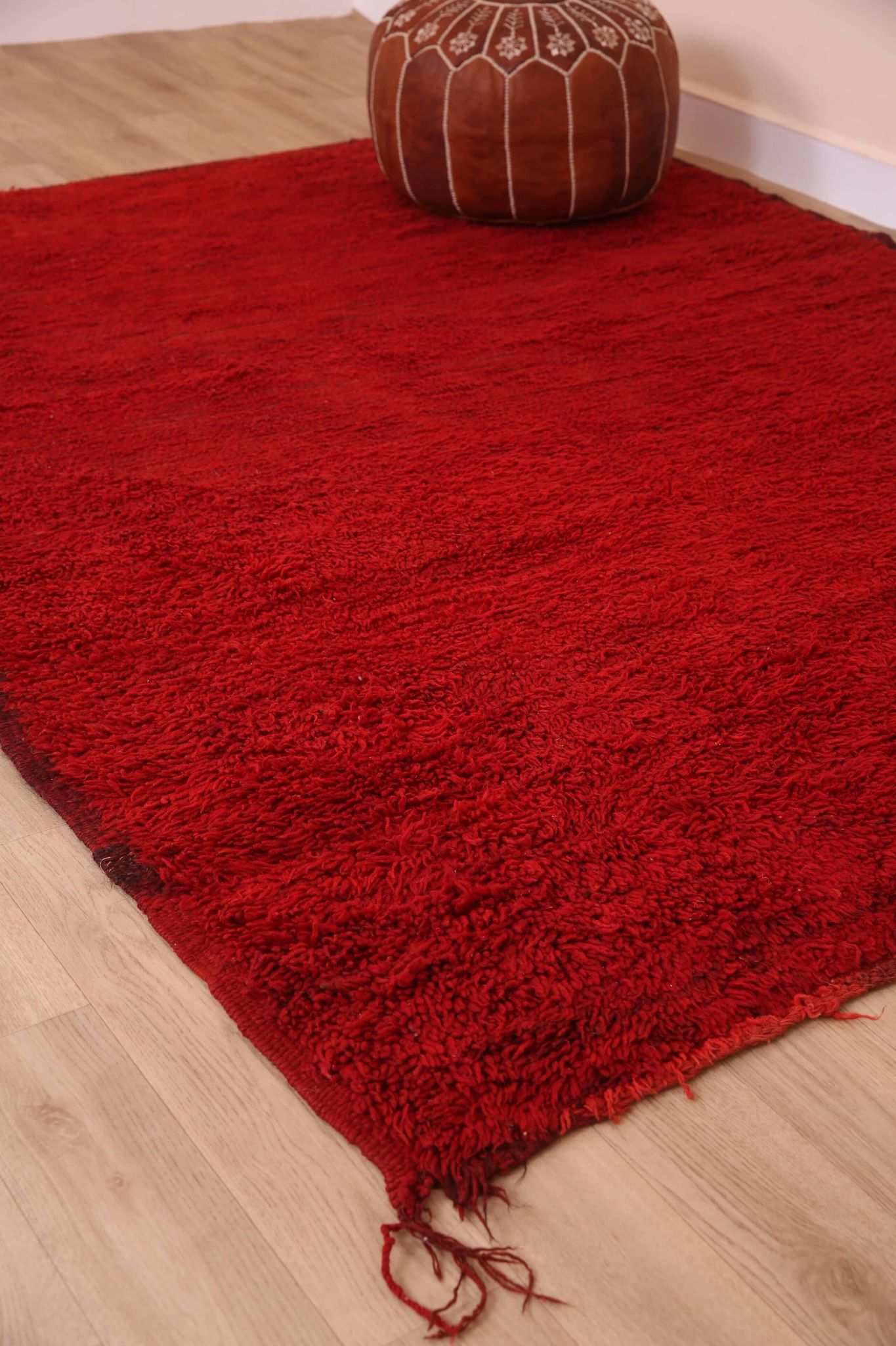 Red Vintage Moroccan Rug 180 x 230 cm, Berber Wool Rug, Handmade Boho Rug
