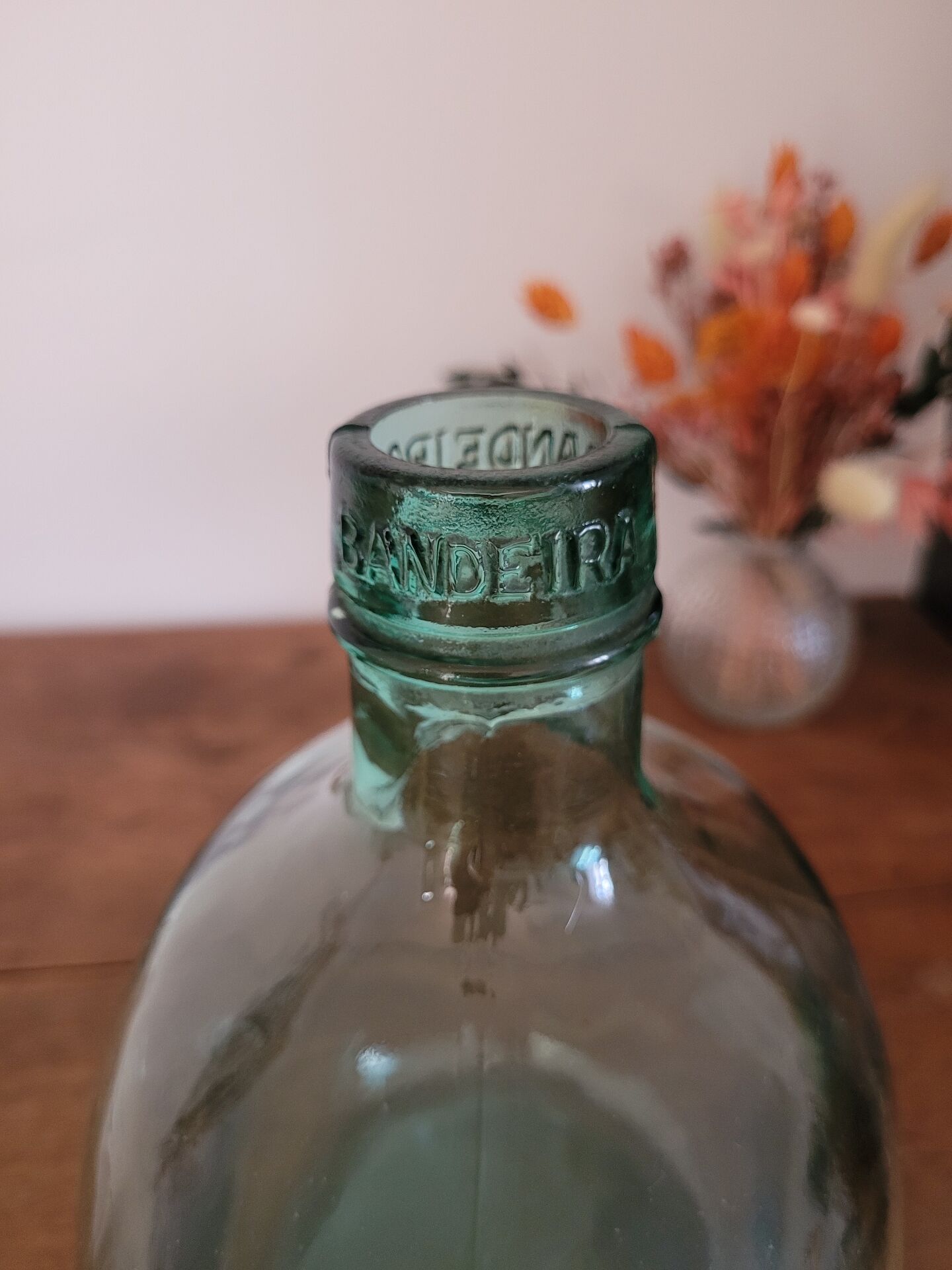 Green oblong glass carafe
