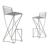 Postmodern German Kreuzschwinger bar stool by Till Behrens for Meyer Stahlmöbel, 1980s.