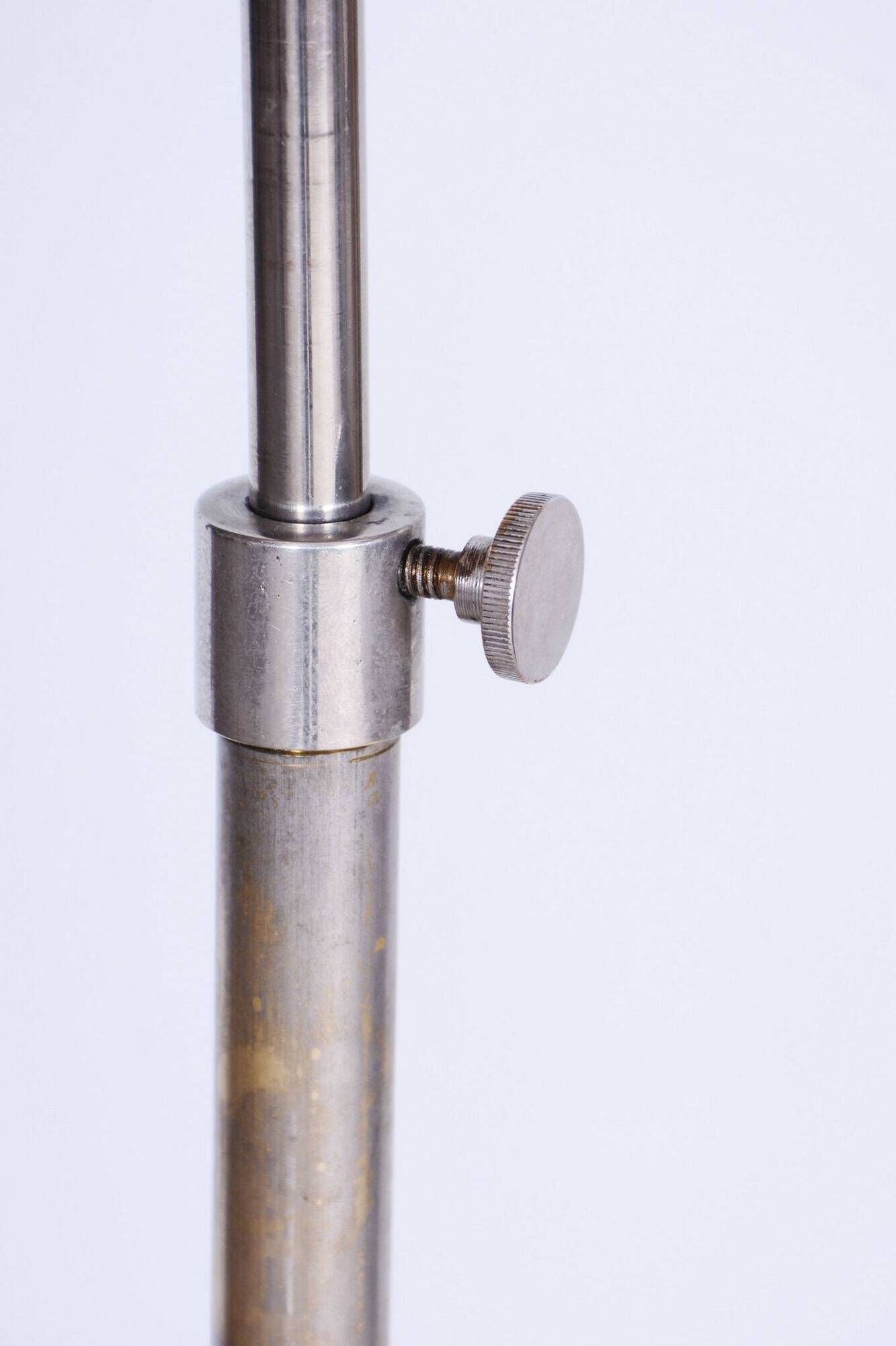 Restored Czech Bauhaus Floor Lamp, Nickel-Plated Steel, Parchment Shade, 1920s