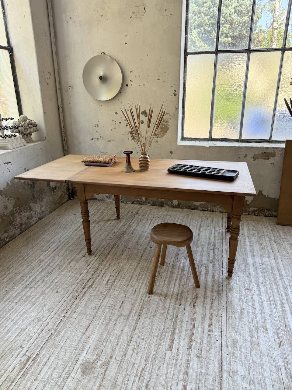 Table de ferme noyer à rallonges 150-250cm