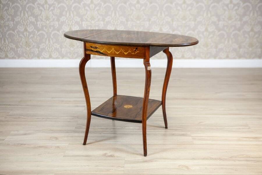 Antique Inlaid Rosewood Tea Table, 1890s