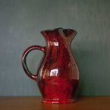 Terracotta pitcher glazed in oxblood red and black, terracotta vase, vintage pitcher, kitchen