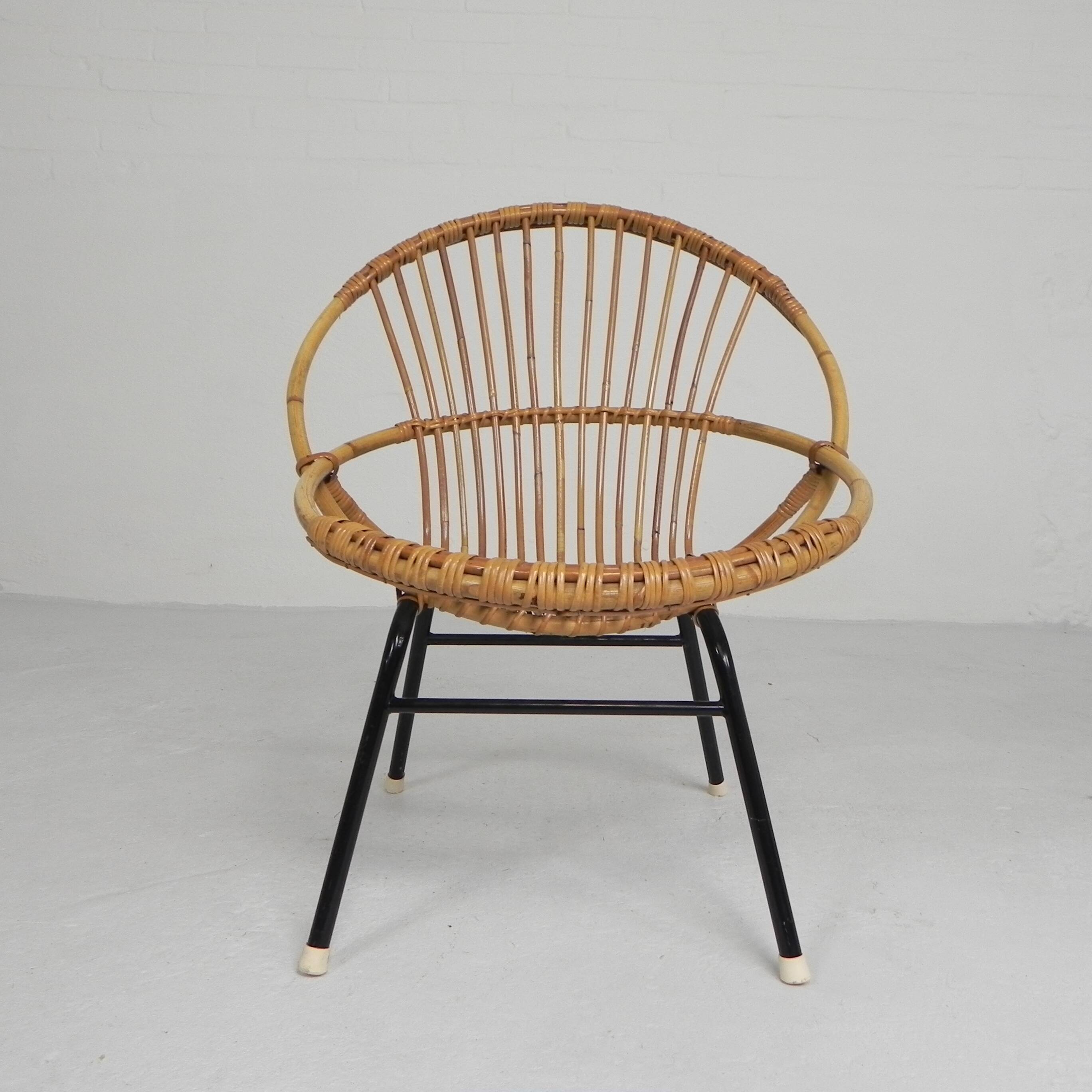 Vintage Rohe Noordwolde bamboo chair, 1960s