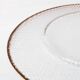 Large Vintage Glass Plate, Patterned Crystal Platter with Bronze Rim. Italy