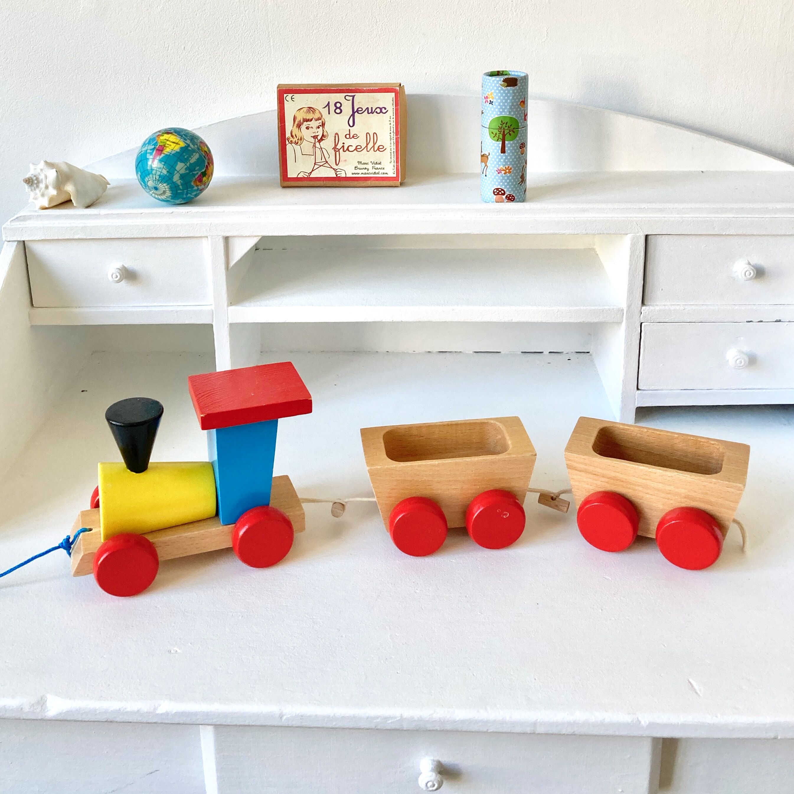 Wooden toy train to pull