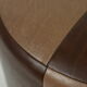 Vintage round pouf skai leather wood footstool brown pattern 44cm