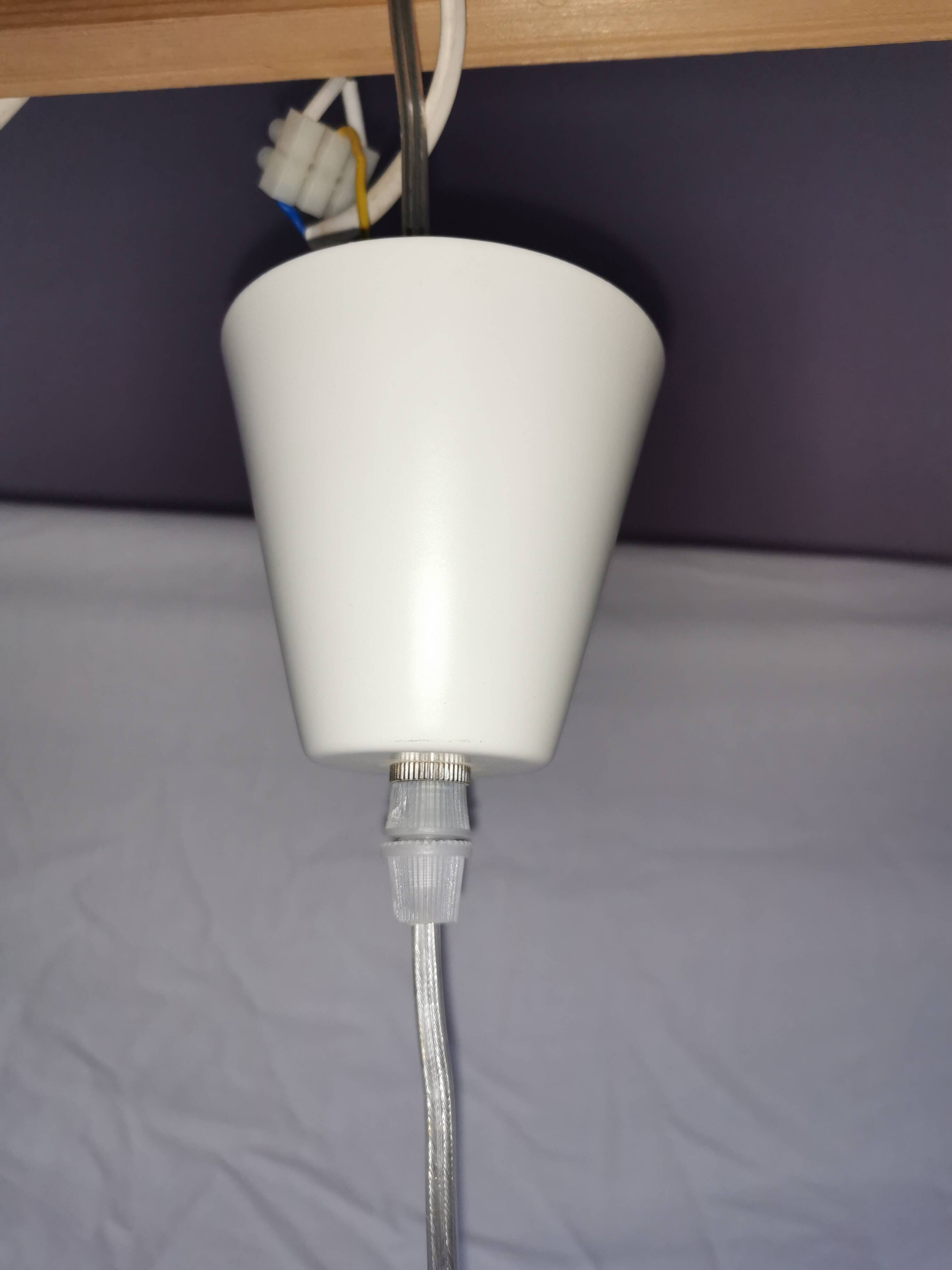 White pendant light, Scandinavian, space age, Poulsen style, 1990.