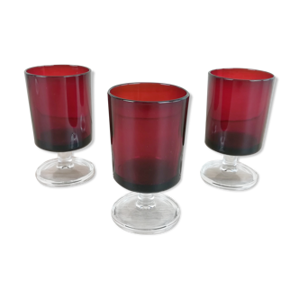 3 glasses suede bordeaux Luminarc