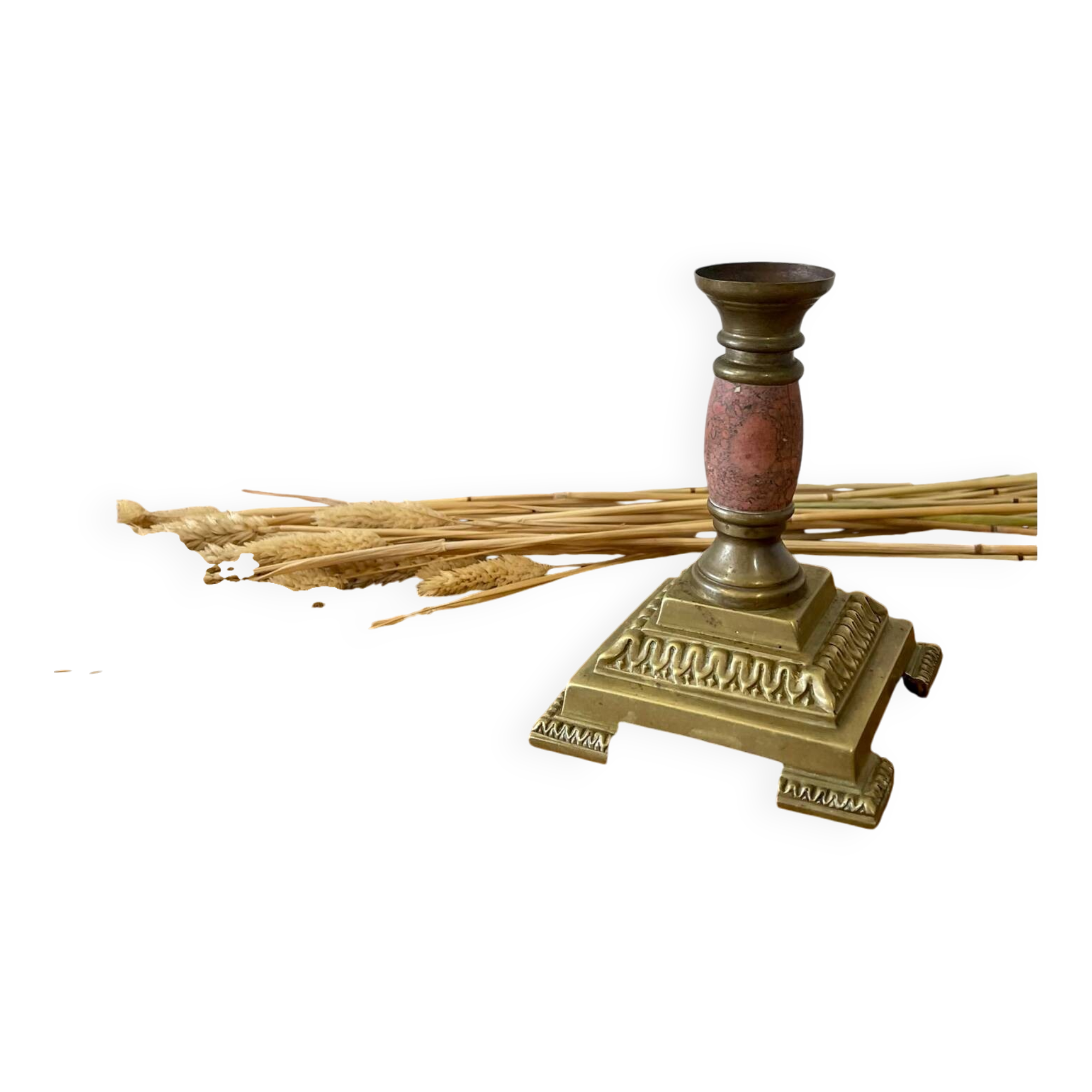 Bougeoir en laiton antique