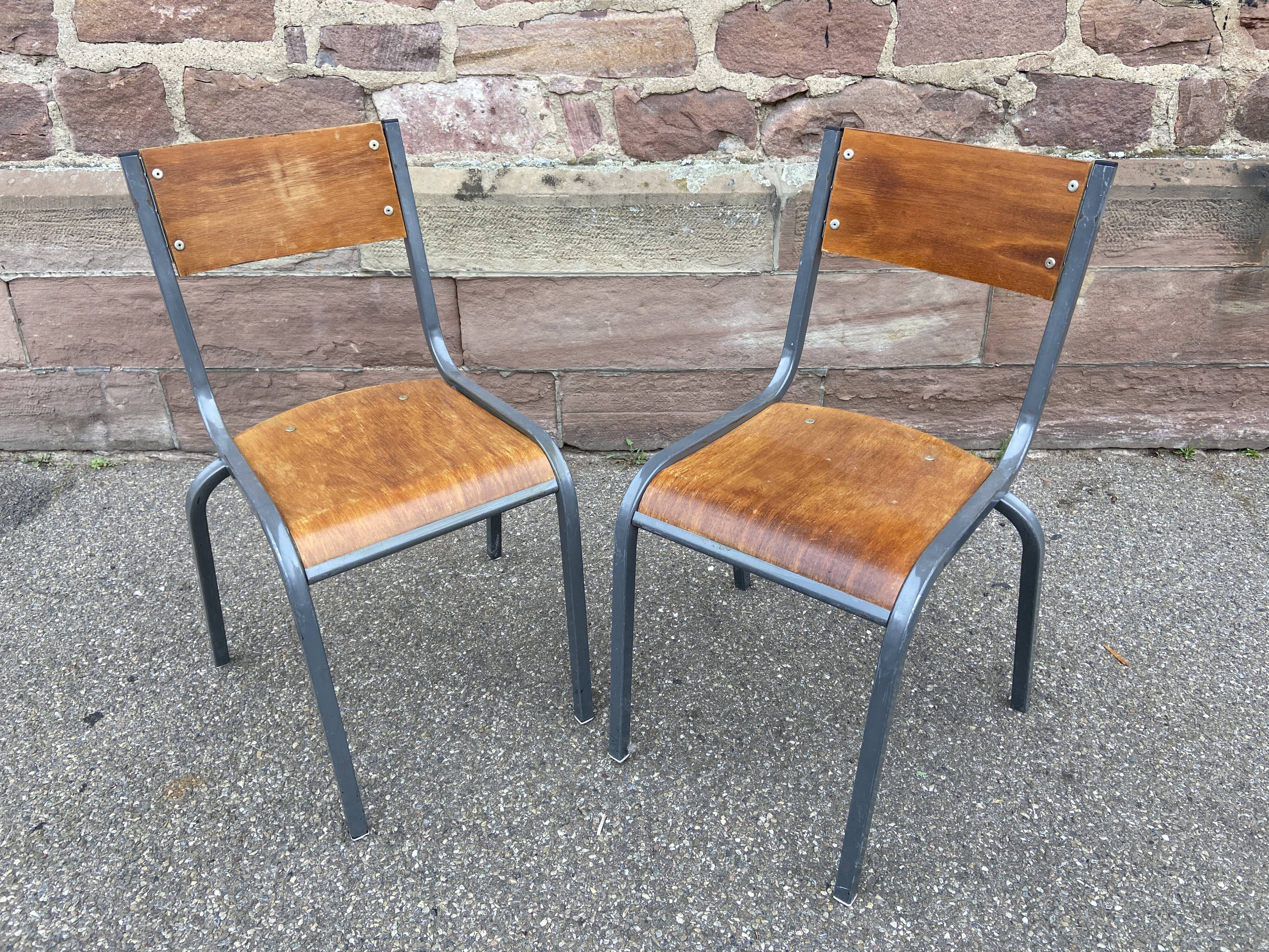 Pair of Mullca Delagrave School chairs 1960s