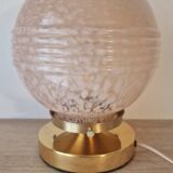 Pink Clichy glass globe in touch lamp
