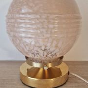 Pink Clichy glass globe in touch lamp