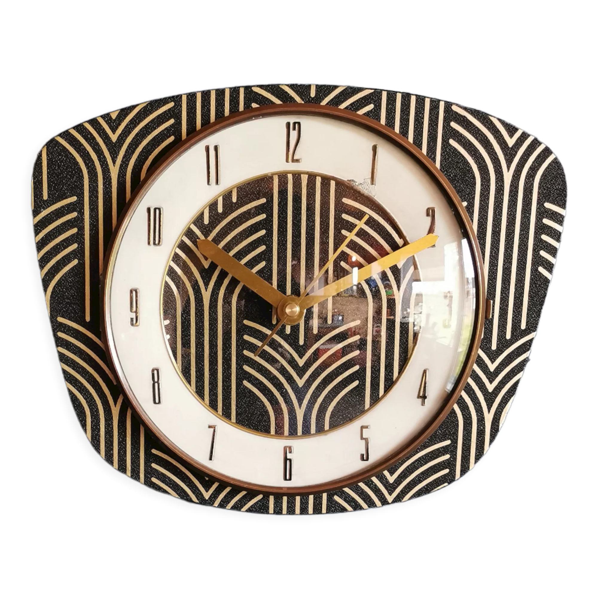 Vintage clock silent rectangular wall clock "Golden Black"