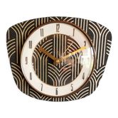 Horloge vintage pendule murale silencieuse rectangulaire "Noir doré"