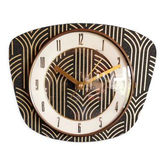Vintage clock silent rectangular wall clock "Golden Black"