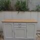 Vintage sideboard in pearl grey patinated oak, wooden top.