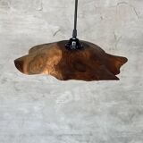 Large pendant light in corrugated teak leaf (Large D:60 H:20)