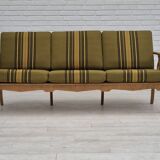 1970s, Danish 3 seater sofa, original condition, furniture wool, solid oak wood.