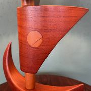 Vintage mid-century modern Danish sculptural teak table lamp