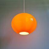 Large Space Age pendant light in orange opaline, 1960s-70s