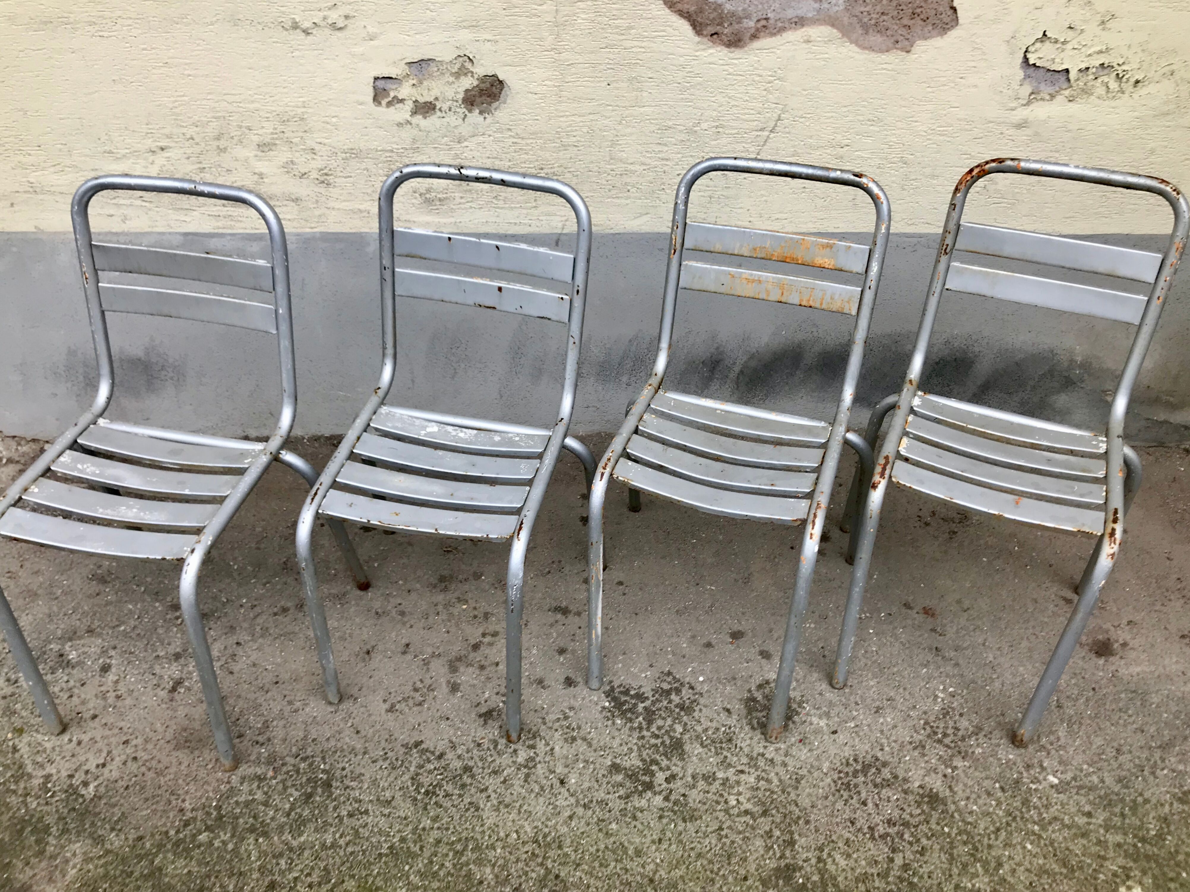 Série de 4 chaises bistrot Tolix modèle T2 bar café restaurant troquet