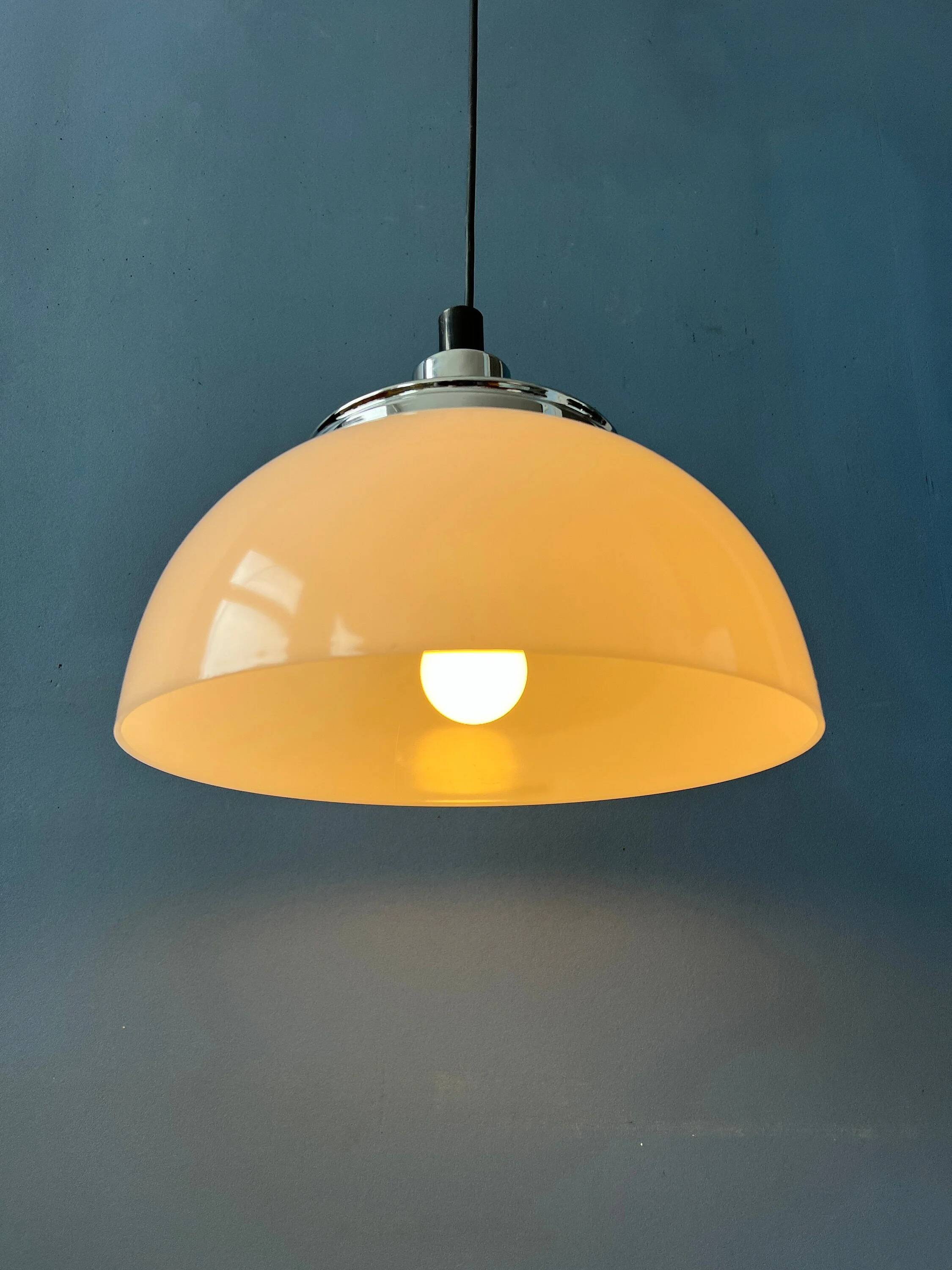 Vintage Guzzini Faro white acrylic glass pendant light