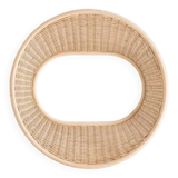 Large miroir concave en rotin tressé