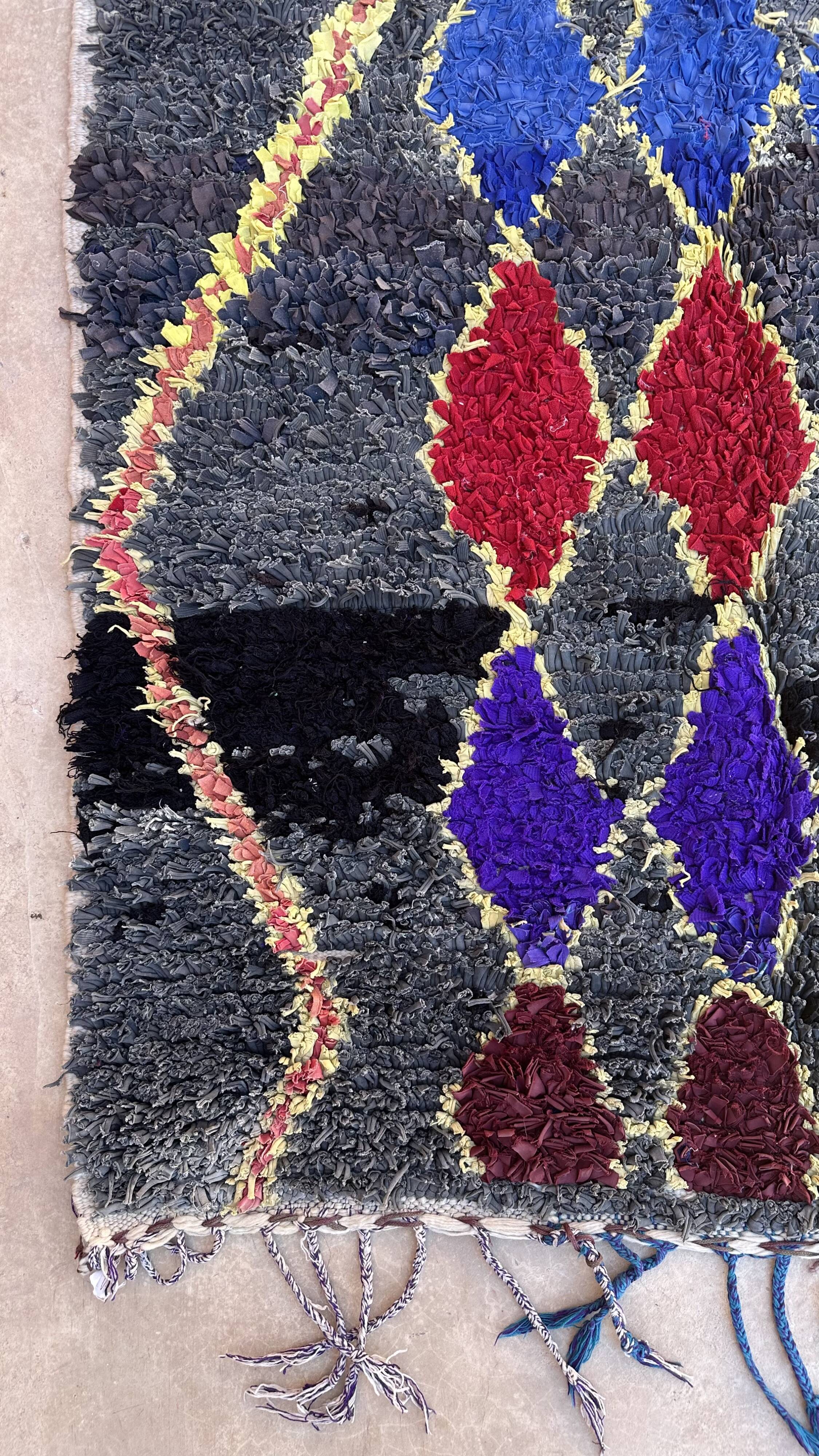 Moroccan carpet boucherouite colored - 116 x 213 cm