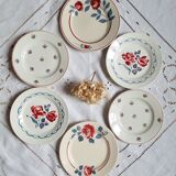 Old mismatched earthenware dessert plates