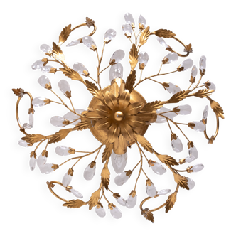 Gilded floral flush mount light attrib to banci firenze