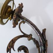 Pair of brass swan collar wall sconces, glass tulips, years 50