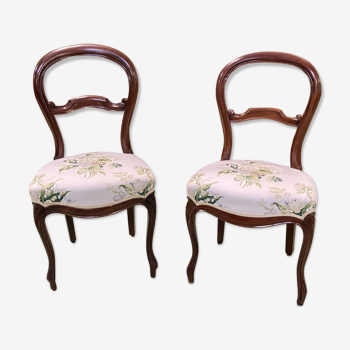 Pair of chairs Napoleon III late 19th century in mahogany