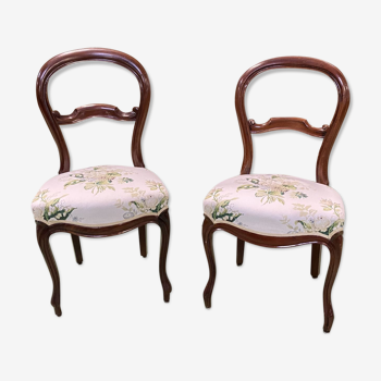 Paire de chaises Napoléon III fin XIXème en acajou