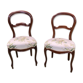 Pair of chairs Napoleon III late 19th century in mahogany