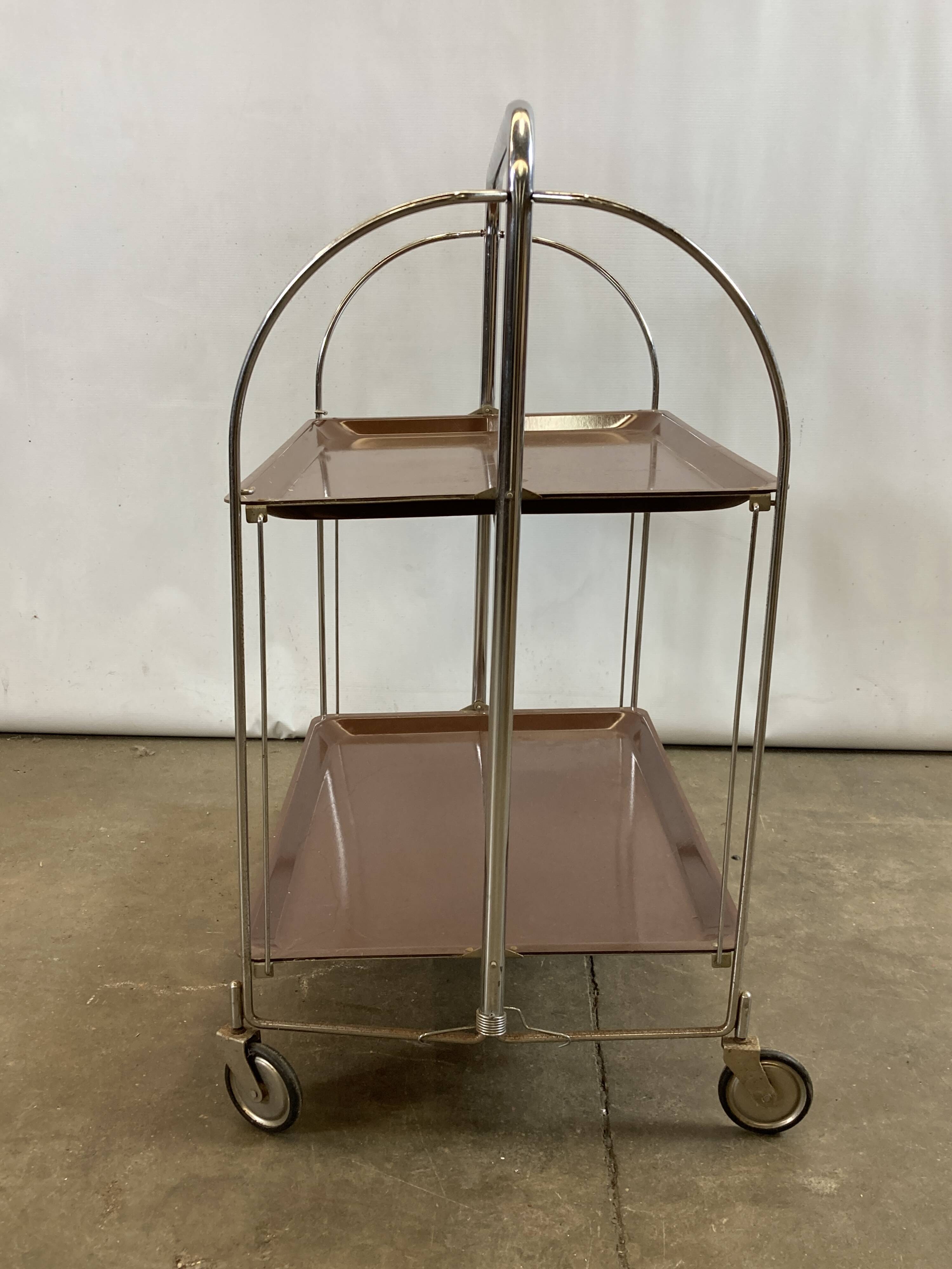 Vintage chrome folding wheel dessert