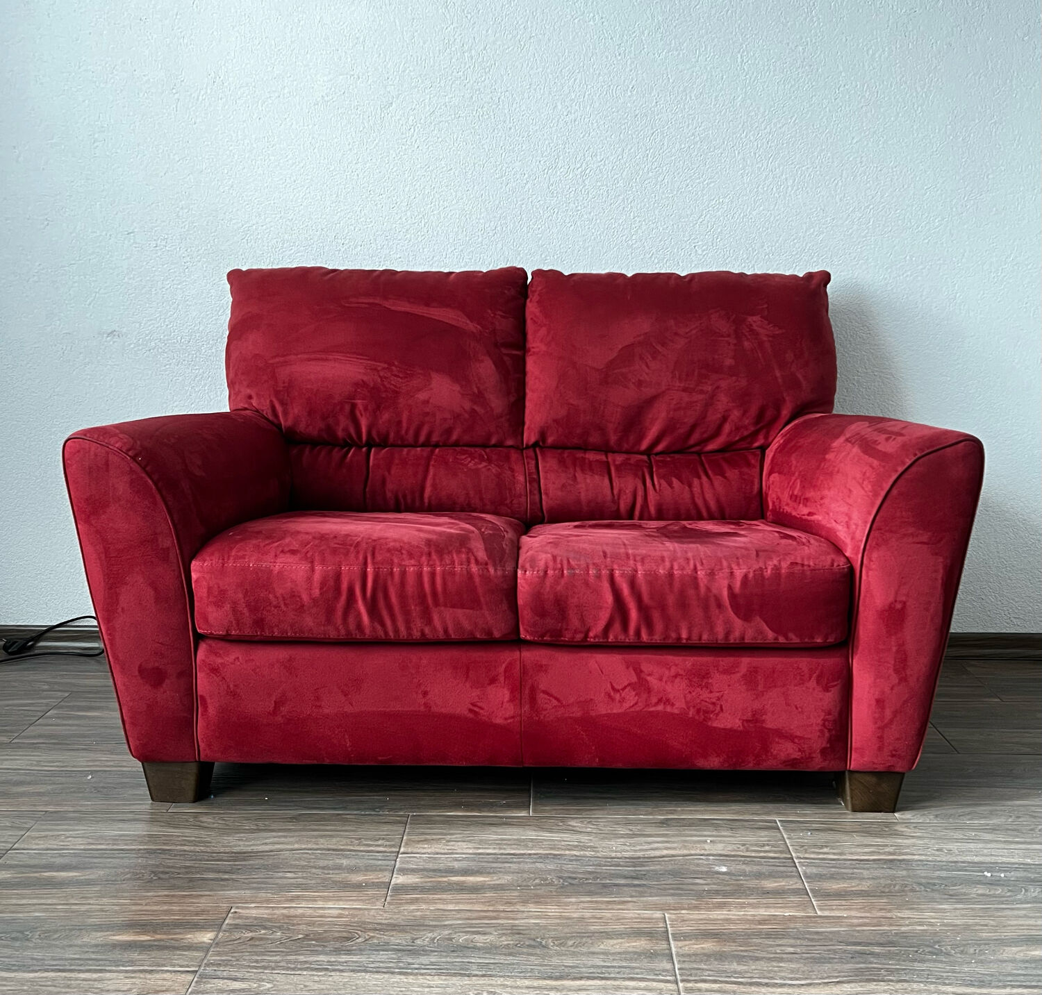 Vintage Red Velour Sofa, Ikea 1990s