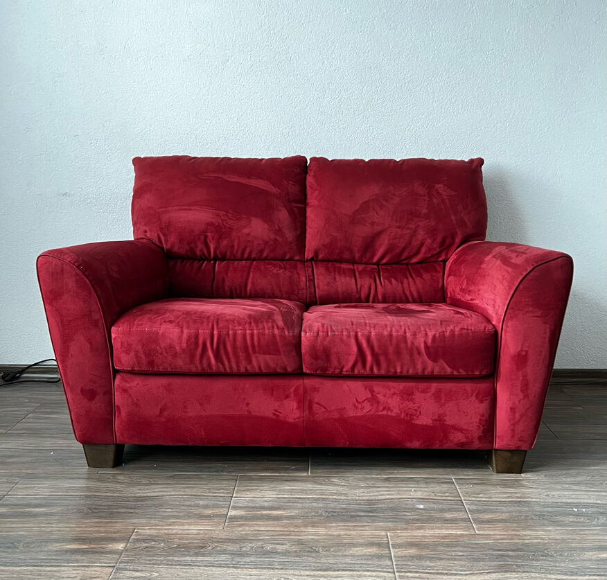 Canapé vintage en velours rouge, Ikea 1990s | Selency