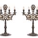 Pair Large Antique Bronze Shabbat Candelabra Germany