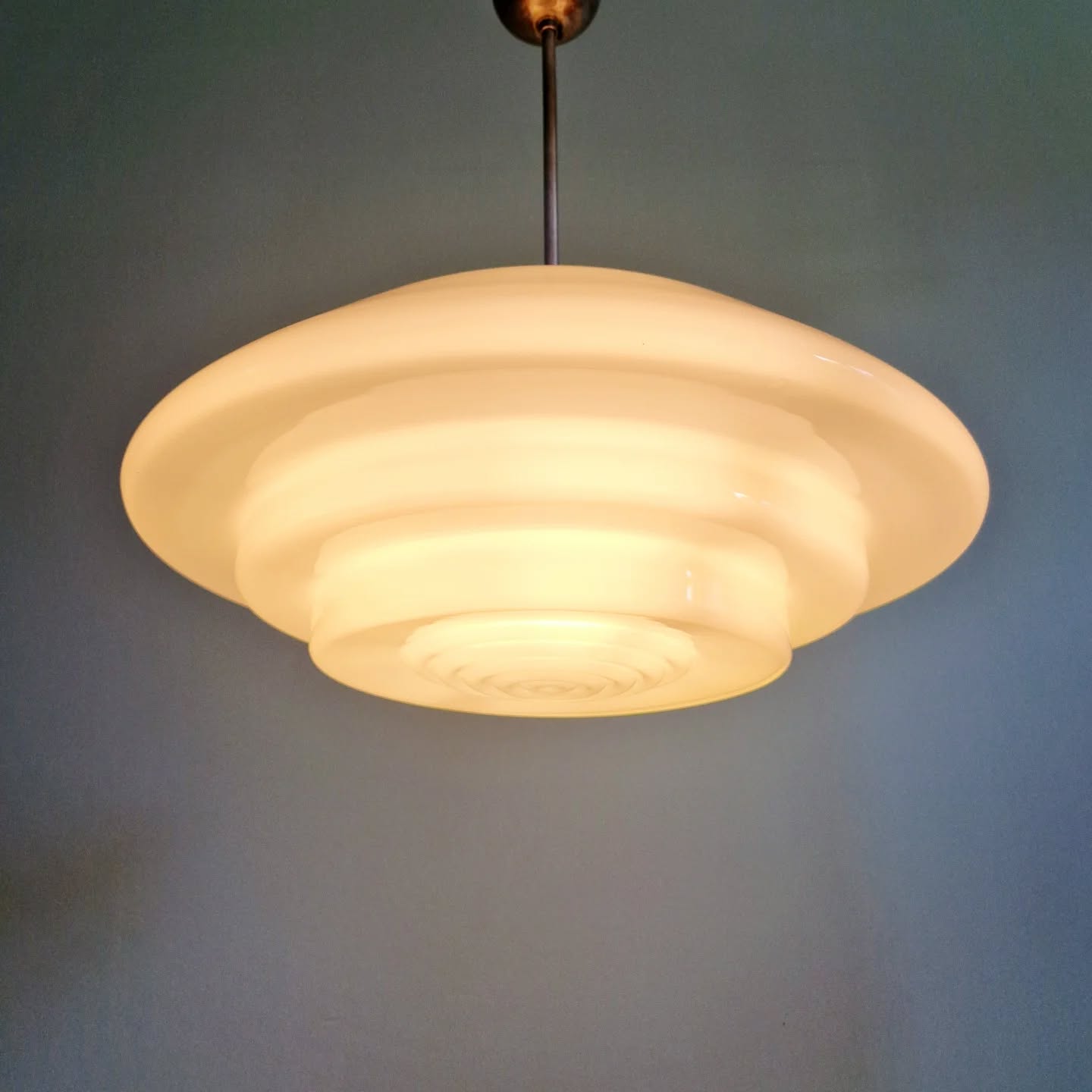 Bauhaus XXL suspension in white opaline, 1930s