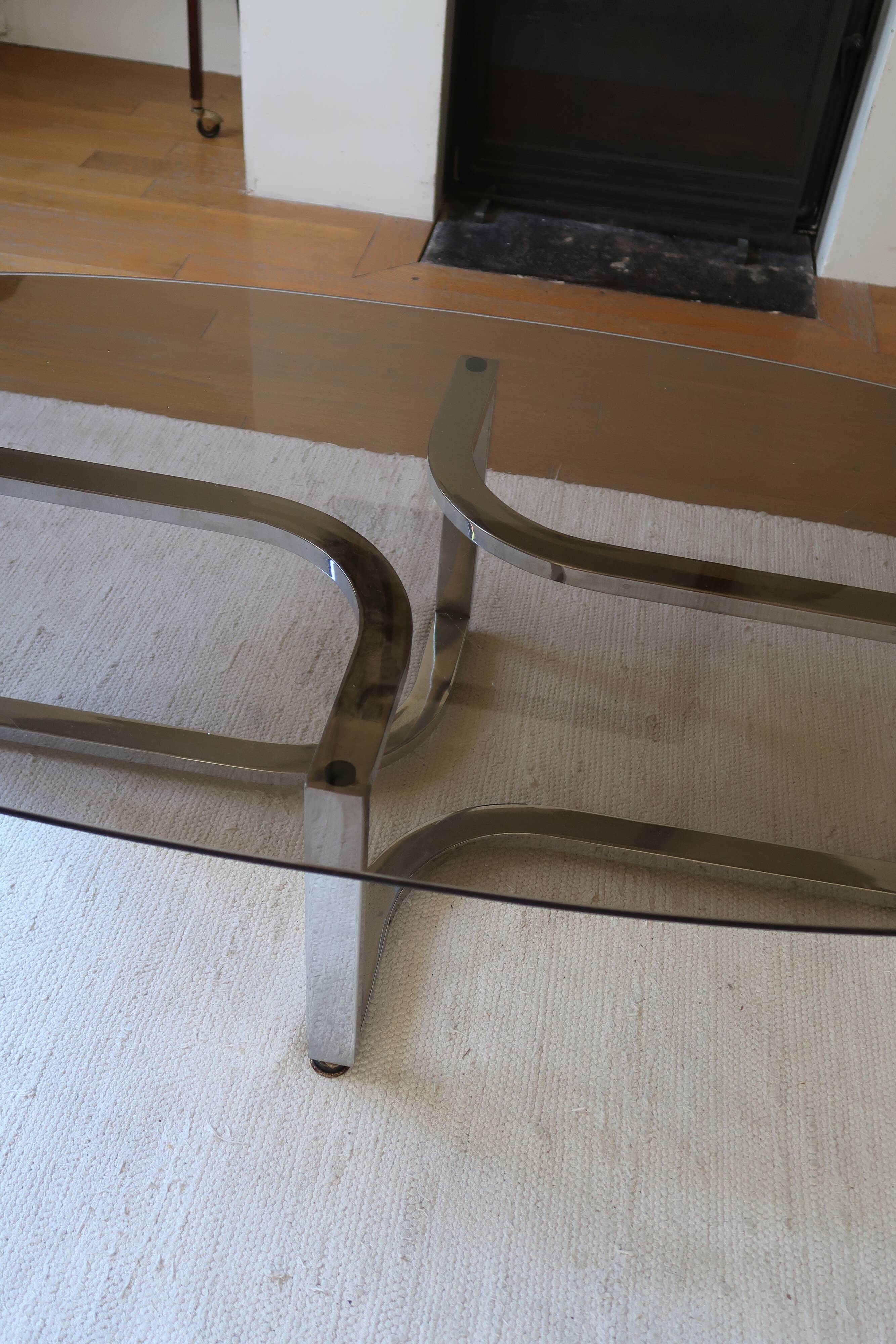 Table basse verre fumé 70's