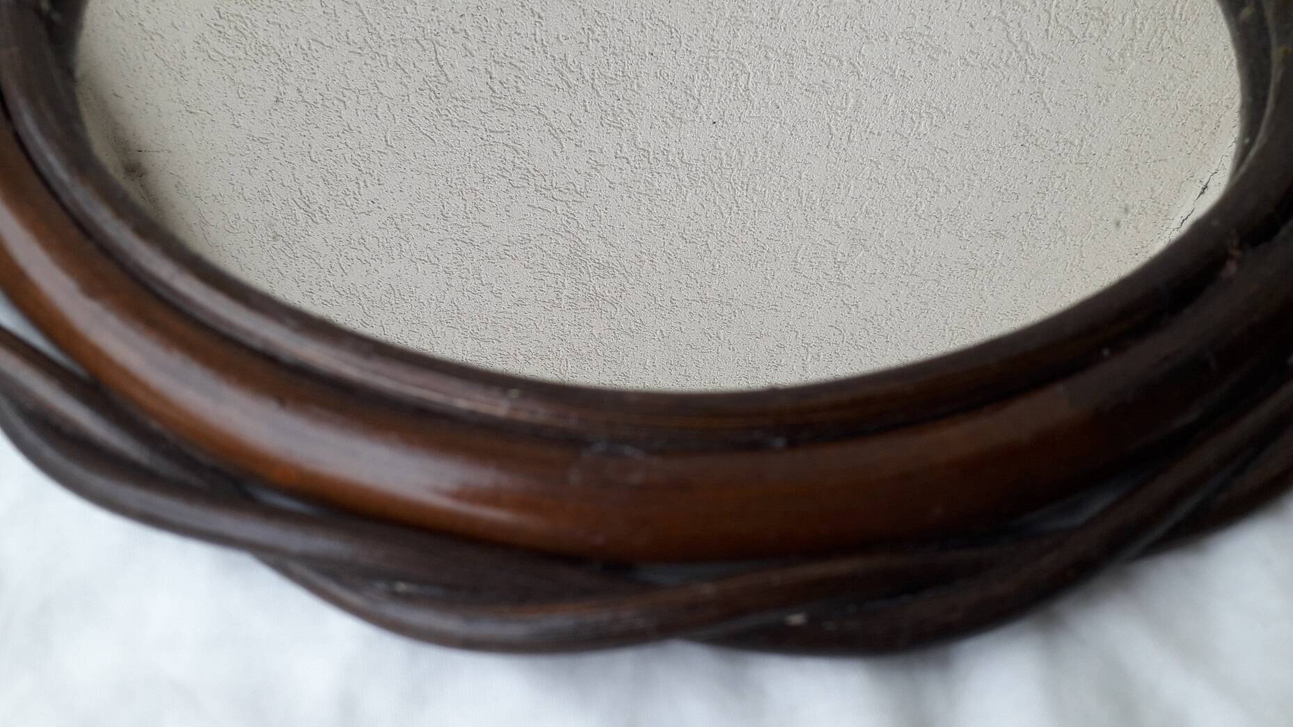 Wood and rattan mirror