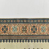 2x11 shades of cream blue oushak runner rug