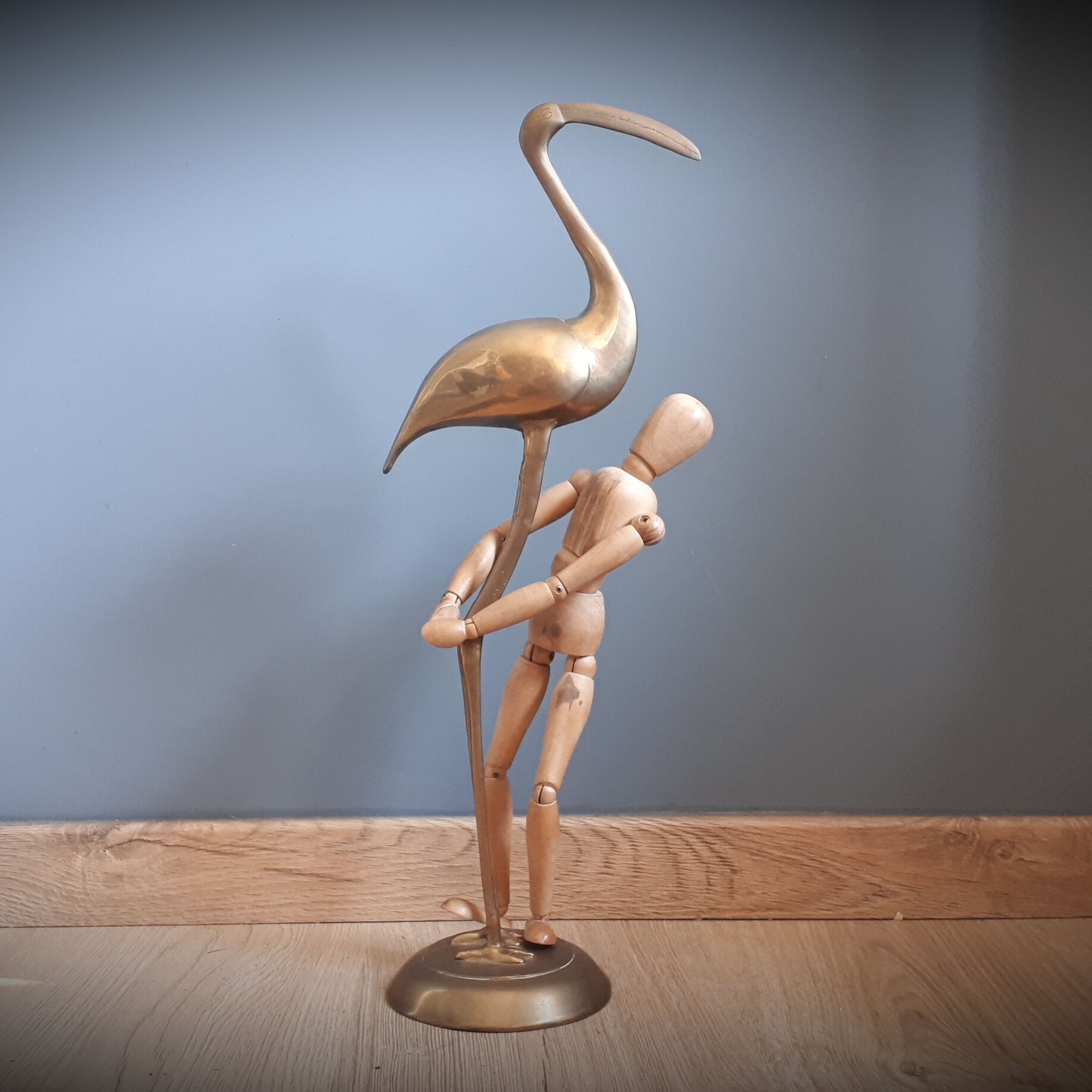 Brass pink flamingo