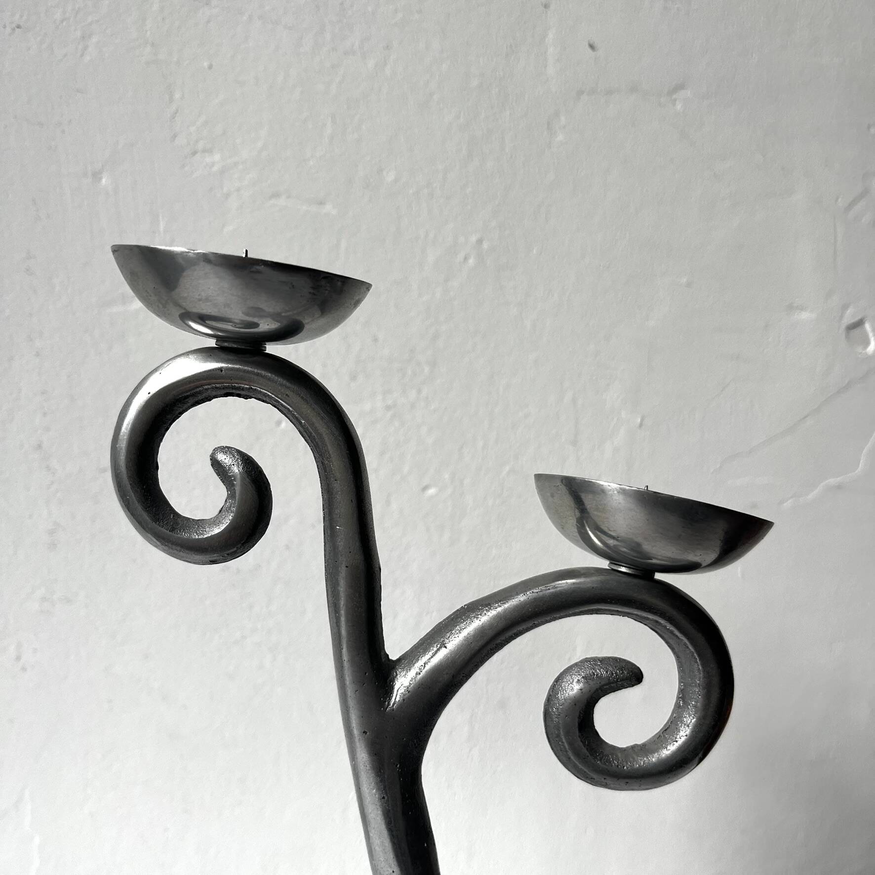 Aluminium candlestick / candelabrum, spiral design