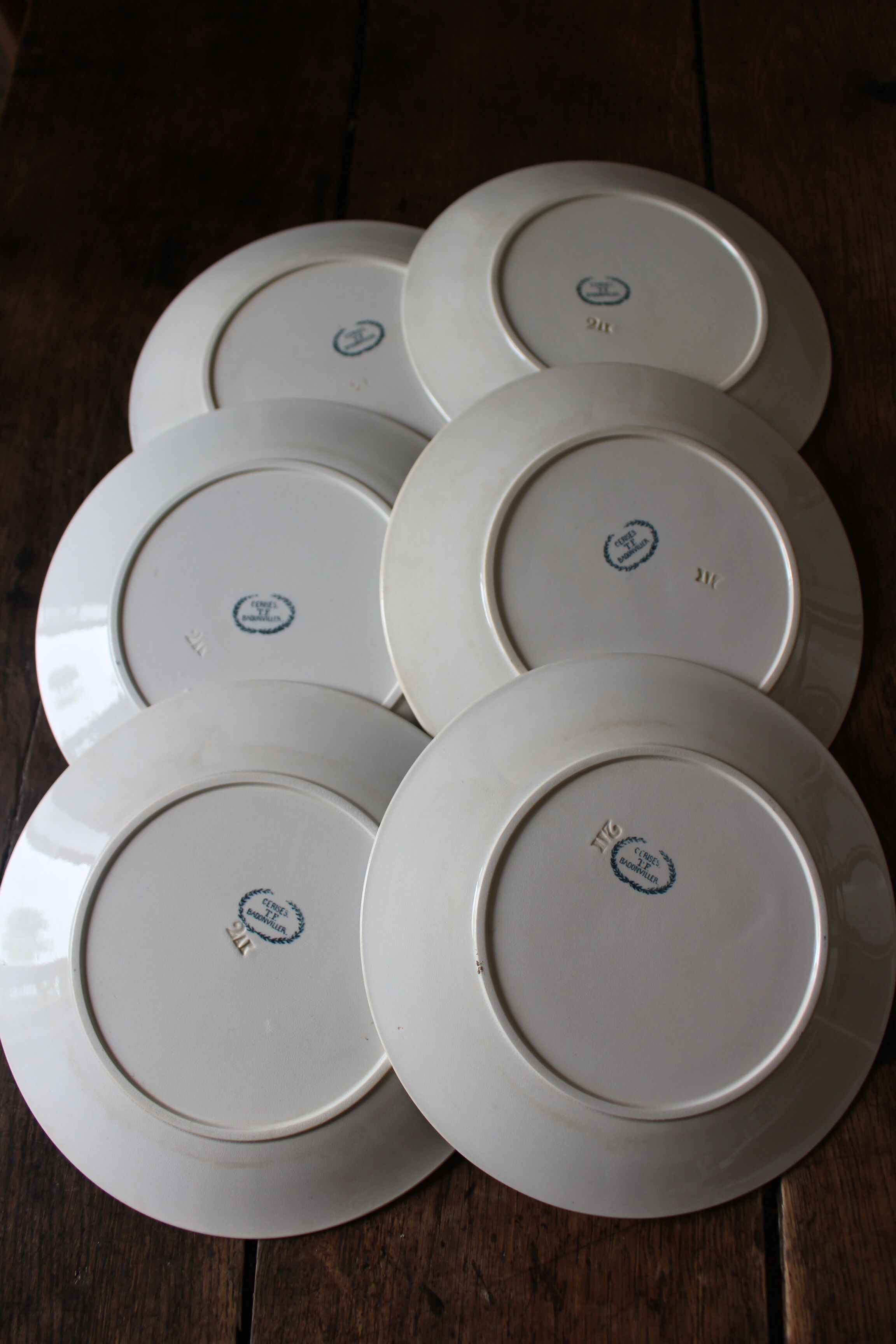 Set 6 plates flat Cherries blue Badonviller