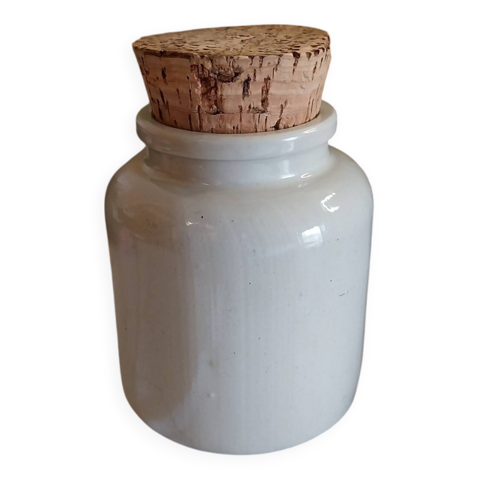 Old beige glazed stoneware pot